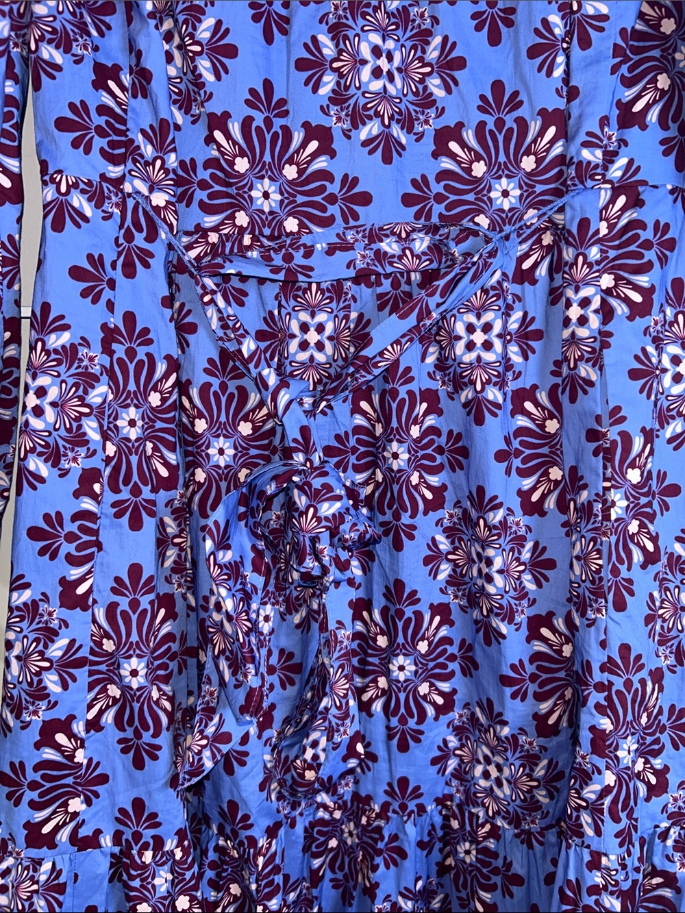 Boden Cecily Cotton Light Blue and Purple Floral Tiered Maxi Dress - Picture 12 of 14